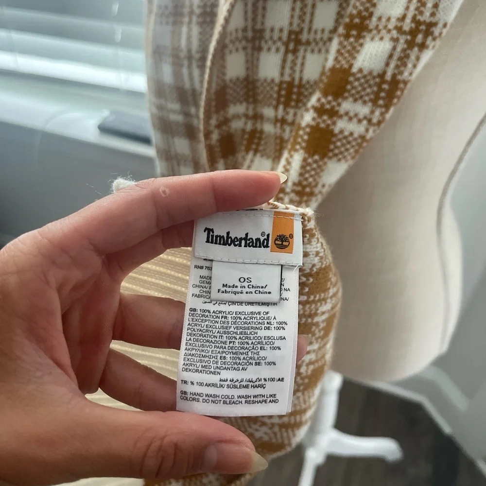 Timberland Brown and Cream Plaid Scarf